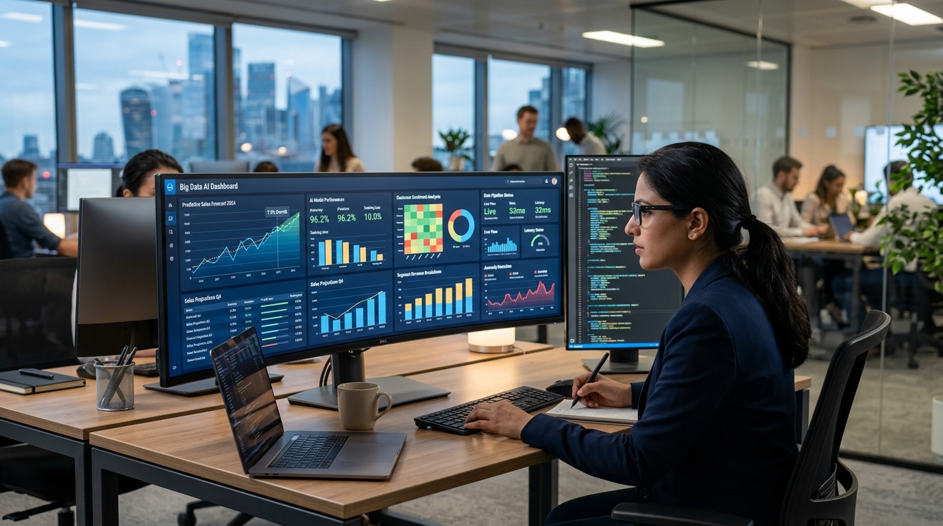 Infografis dan dashboard analitik bidang Information Technology & Data Science